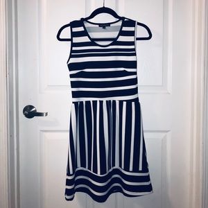 Blue and White Medium Stretchy Dress